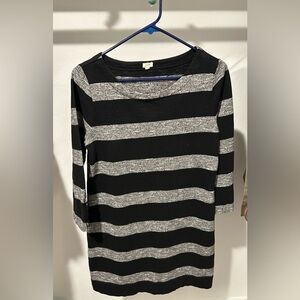 J. Crew Black and Gray 3/4 length sleeve dress